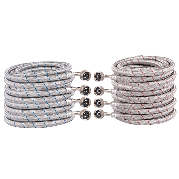 Hausen 144-Inch Stainless steel Washing machine connector 12FT - Elbow, Washing Machine Supply Line, 4PK HA-WM-104-2 - main